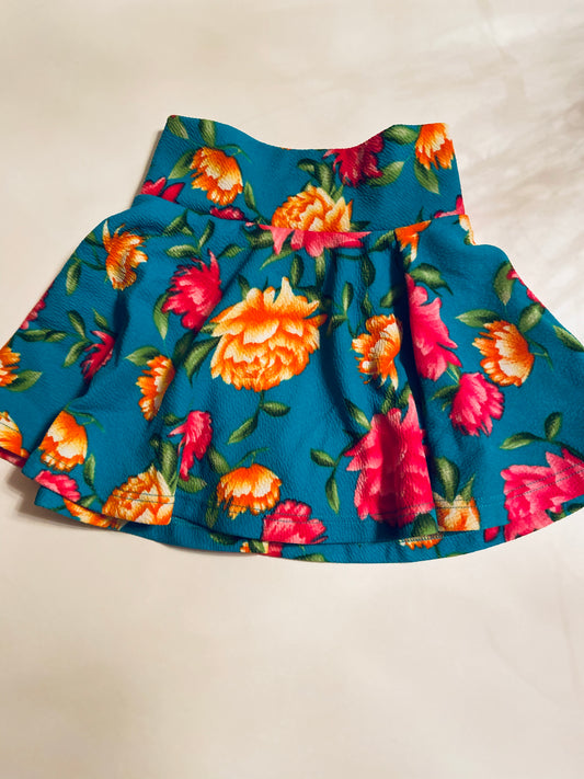 TEAL FLORAL PRINT SKATER SKIRT